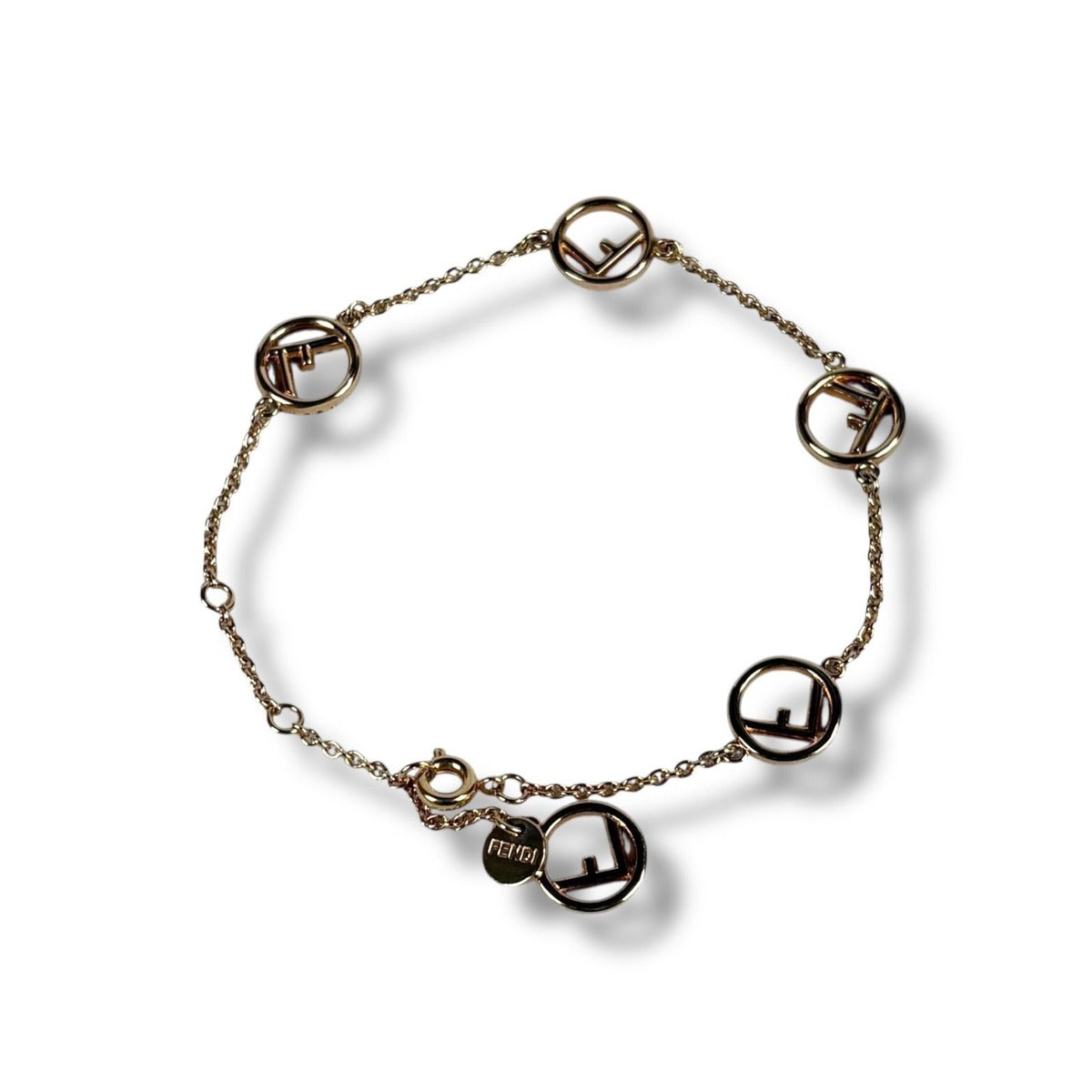 Fendi F's Logo Bracelet Rhinestone Pink Gold — view 3