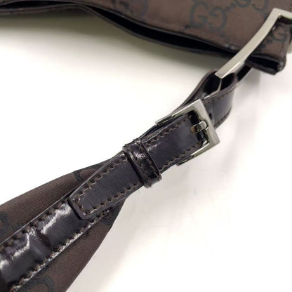Gucci GG Canvas Leather X Canvas Gray Brown Shoulder Bag Silver 001 3166