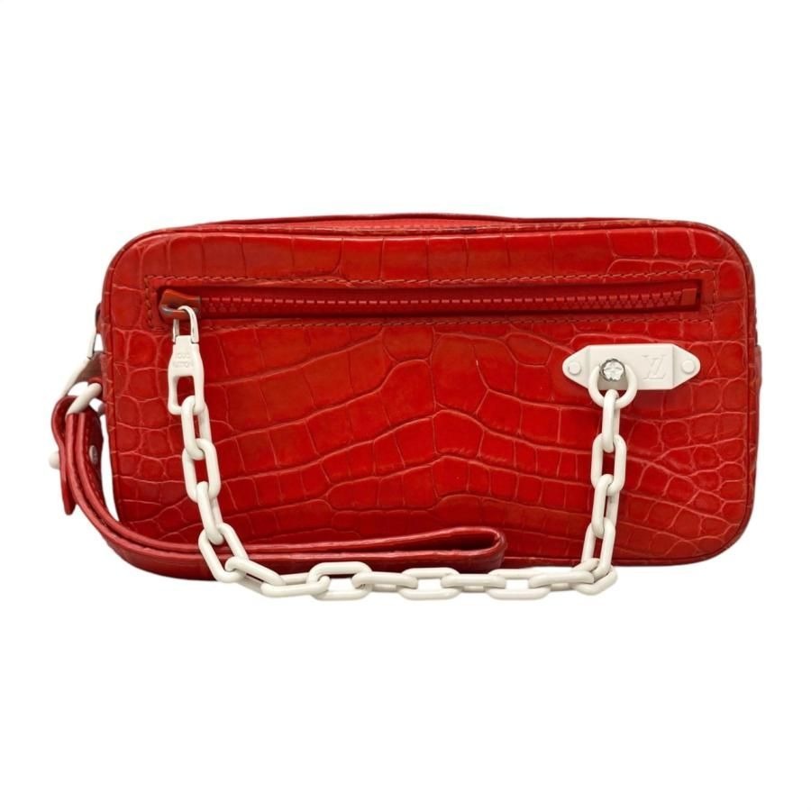 Louis Vuitton Pochette Volga Croc Red White
