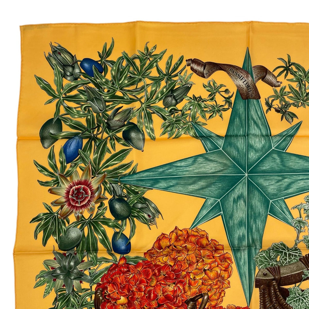 Hermes Scarf Silk Carre 90 Passiflores Passion Flower Orange — view 2