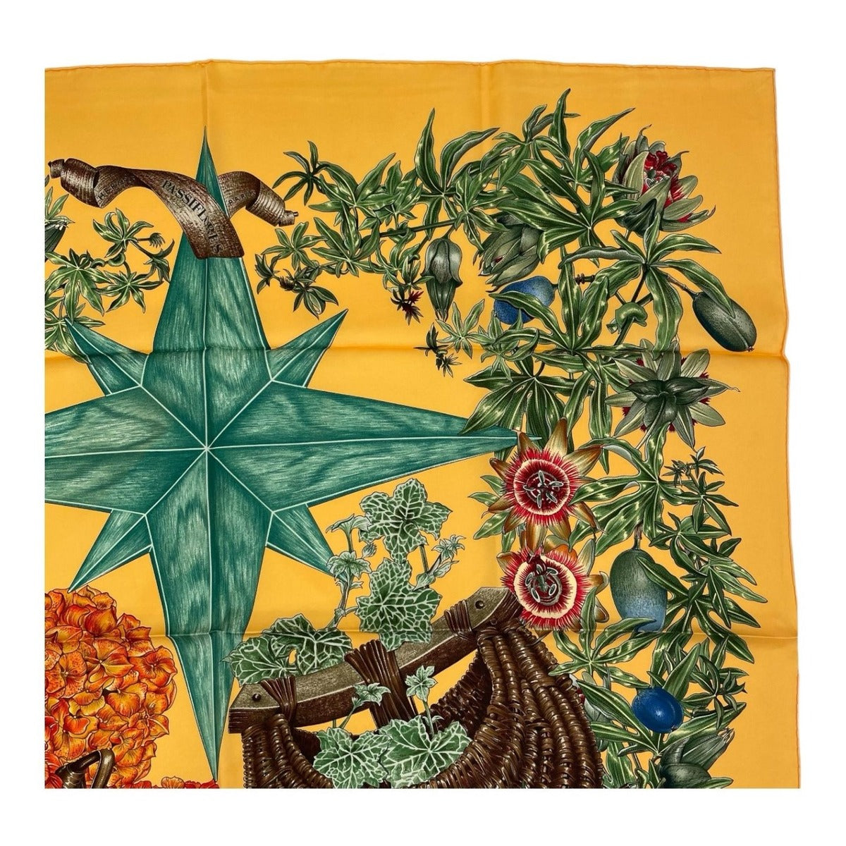 Hermes Scarf Silk Carre 90 Passiflores Passion Flower Orange — view 3