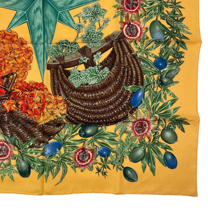 Hermes Scarf Silk Carre 90 Passiflores Passion Flower Orange — view 5