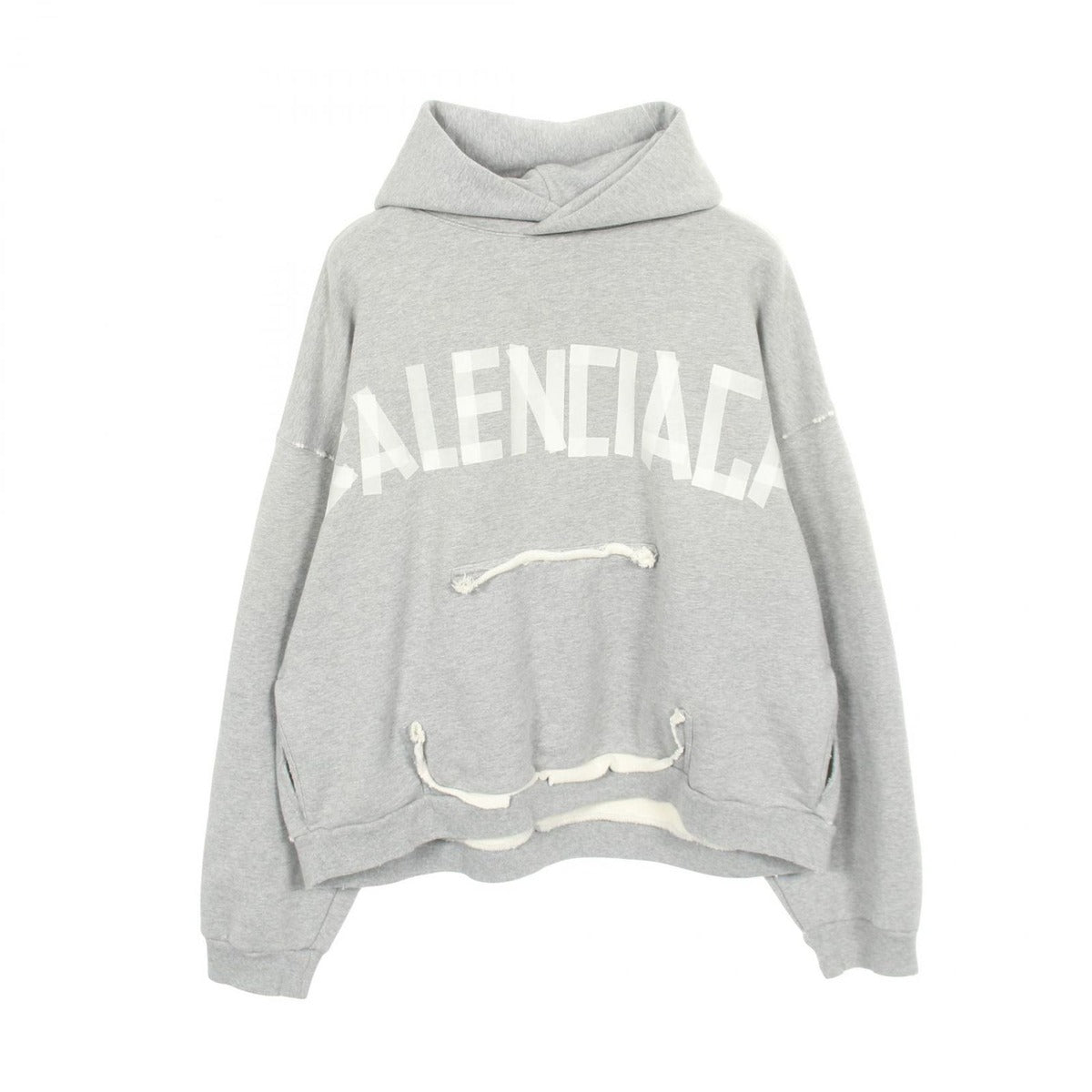Balenciaga Hoodie Tape Type BB Logo Cotton Gray