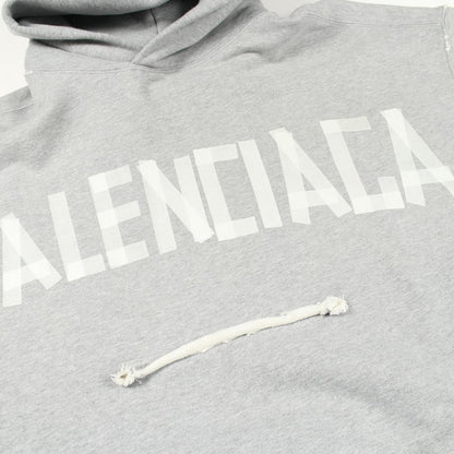 Balenciaga Hoodie Tape Type BB Logo Cotton Gray — view 8