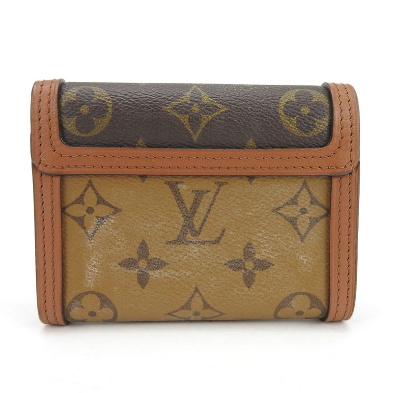 Louis Vuitton Portefeuille Dauphine Compact M68725 Monogram Reverse Brown Gold