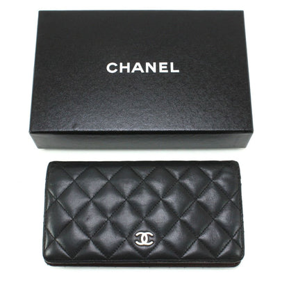 Chanel Cocomark Matelasse Bifold Long Wallet Black