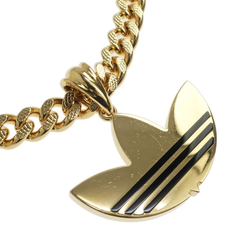 Gucci Adidas Collaboration Necklace Trefoil Golmette Chain Gold Black