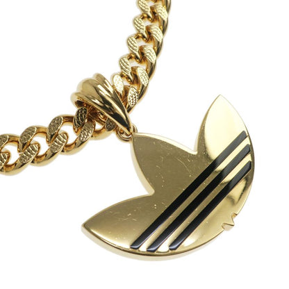 Gucci Adidas Collaboration Necklace Trefoil Golmette Chain Gold Black