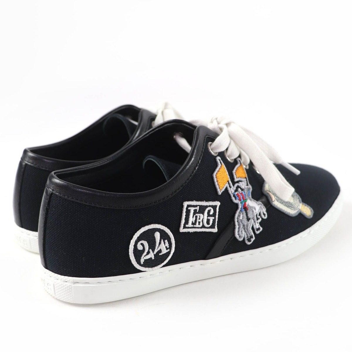 Hermes Innocent Leather Logo Patch Lace Up Low Cut Sneakers Black 36.5 Handbag — view 3