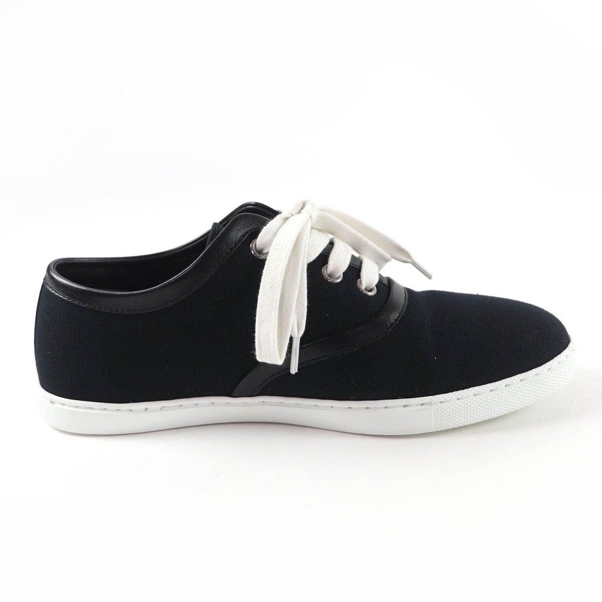 Hermes Innocent Leather Logo Patch Lace Up Low Cut Sneakers Black 36.5 Handbag — view 6