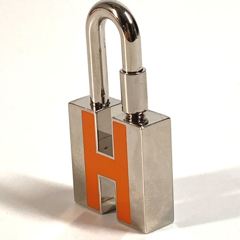 Hermes Pendant Top Cadenna Padlock Charm H Logo Key Metal Silver