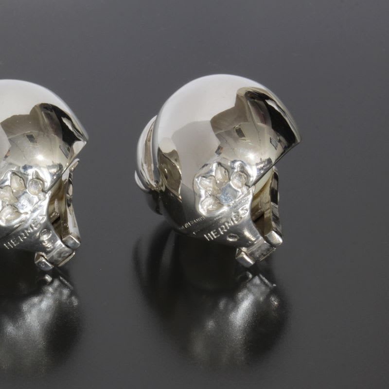 Hermes Apple Motif Earrings Silver 925 Vintage E1397