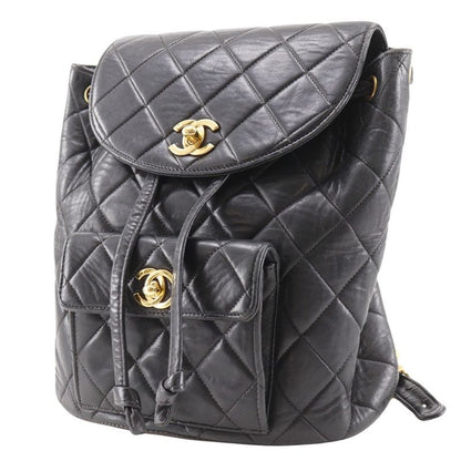 Chanel Matelasse Vintage Lambskin Black Women's Backpack/daypack