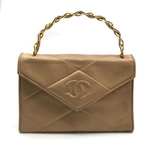 Chanel Quilted Chain Hand Bag Beige