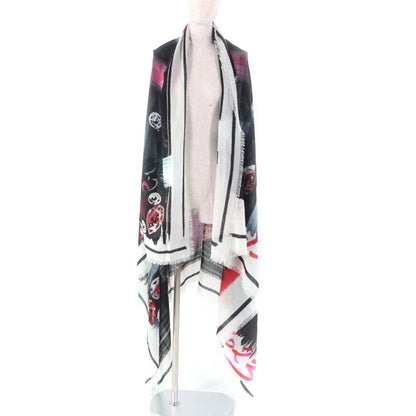 CHANEL 100% Cashmere Tweed 2023 Fringed All Over Large Scarf Shawl Multi With