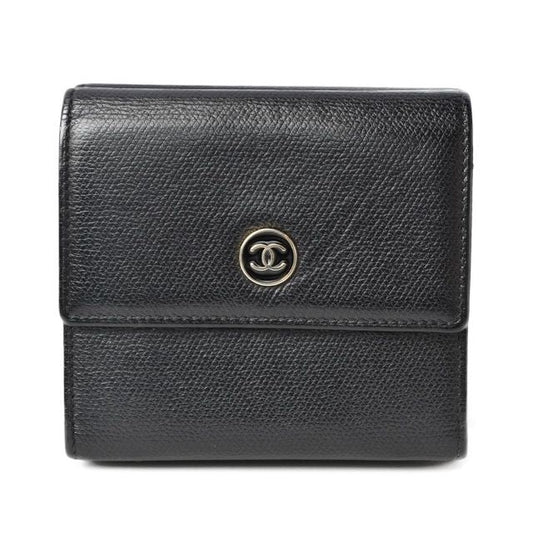 Chanel 4128 Bifold Wallet Leather Black Cles Deuce