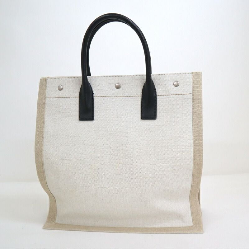Saint Laurent Rivego Chute Bag Canvas Leather Beige Off White Off-white X Black — view 3