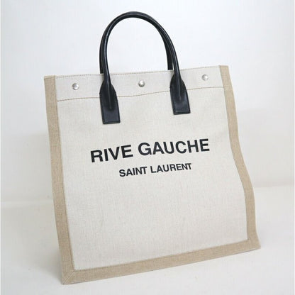 Saint Laurent Rivego Chute Bag Canvas Leather Beige Off White Off-white X Black