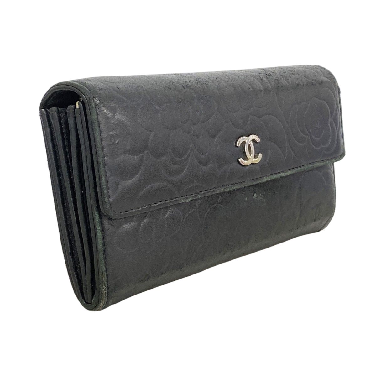 Chanel Wallet Camellia Lambskin Black Silver — view 2