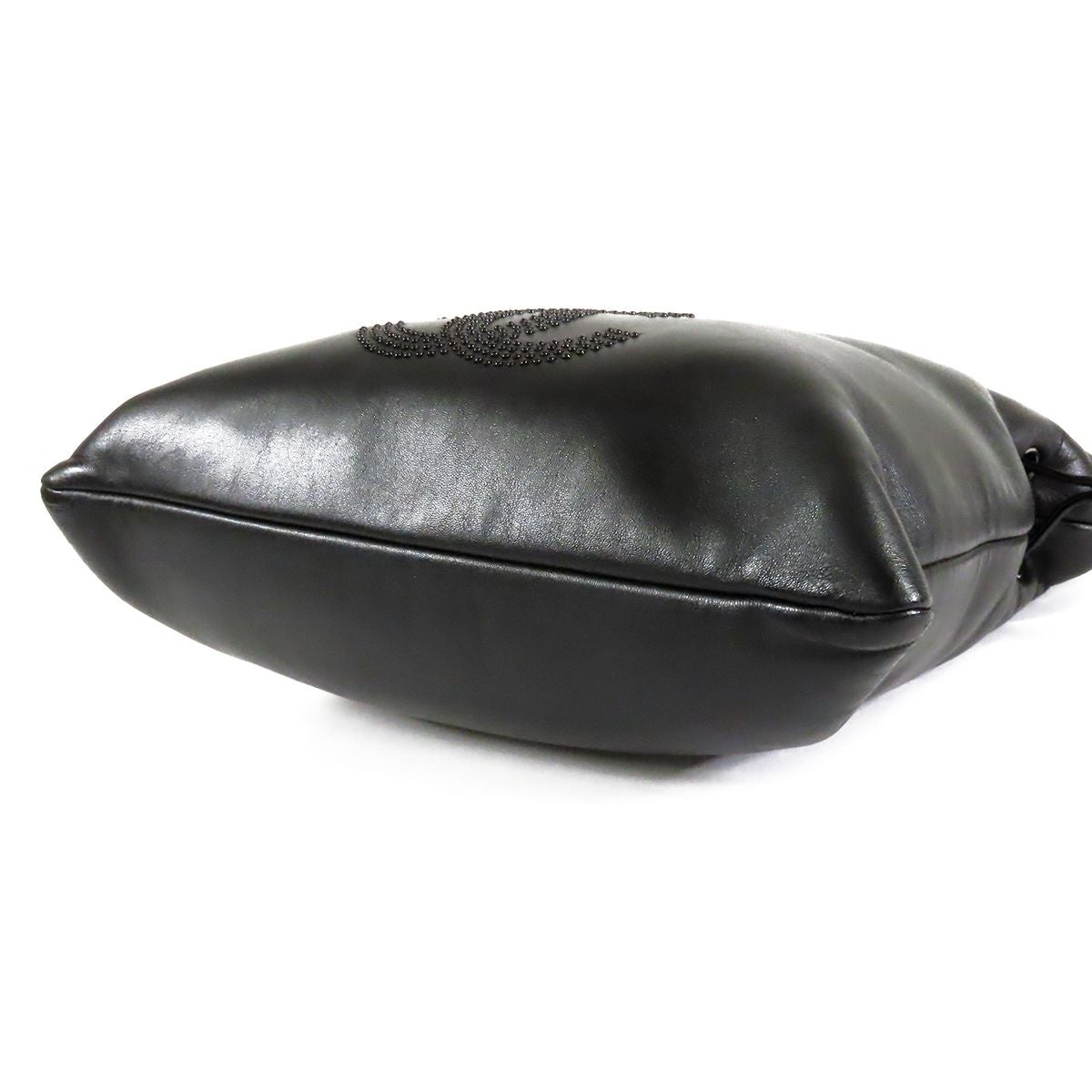 Chanel Bonbon Tote Black Gunmetal Lambskin Studs CC Logo Shoulder Bag — view 3