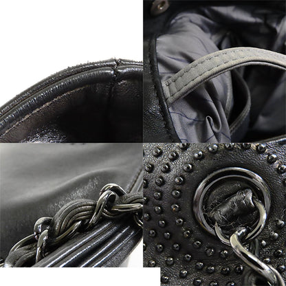 Chanel Bonbon Tote Black Gunmetal Lambskin Studs CC Logo Shoulder Bag — view 8
