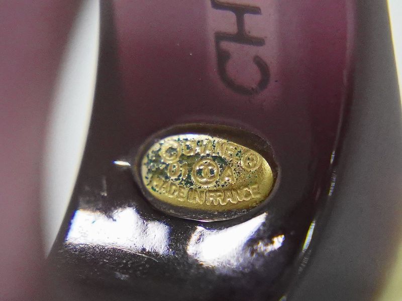 Authentic Chanel Logo Ring No.13.5 Plastic Purple Beige Accessories Jewelry