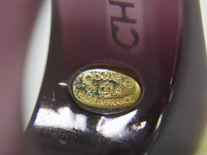 Authentic Chanel Logo Ring No.13.5 Plastic Purple Beige Accessories Jewelry