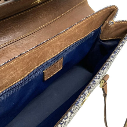 Dior/christian Dior Handbag Street Chic Navy Ivory And Dark Brown Leather
