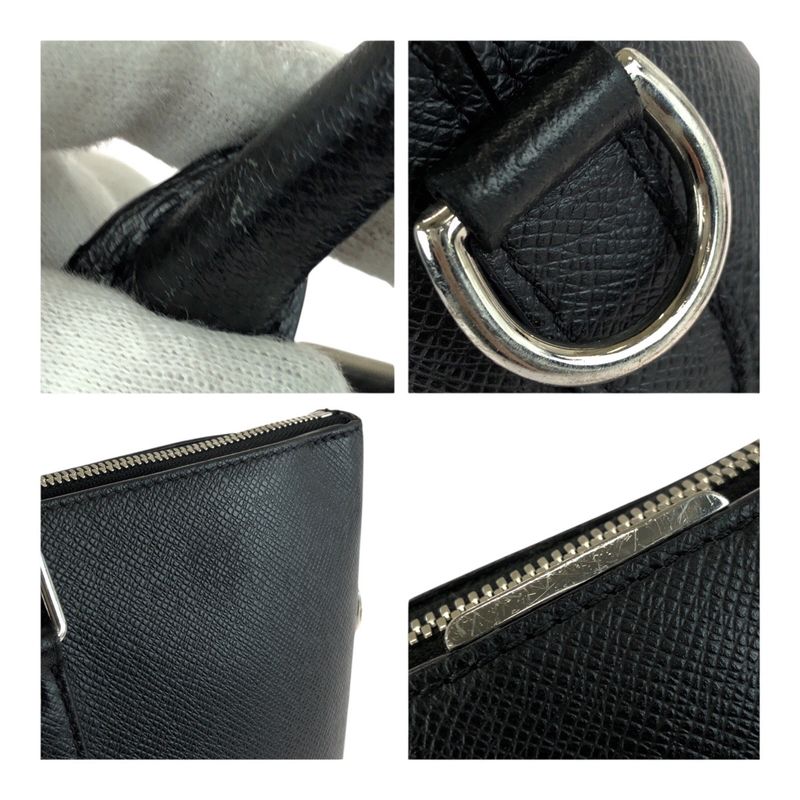 Louis Vuitton Taiga Anton Black Silver Hardware Leather M33416 Business Bag