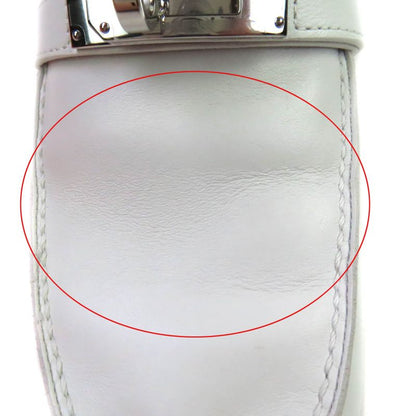 Hermes Moccasin Destin Silver Hardware Leather Loafer With Kelly Buckle White