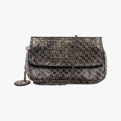 Bottega Veneta Intrecciomirage Butterfly Charm Black And Gold Leather B00957186b