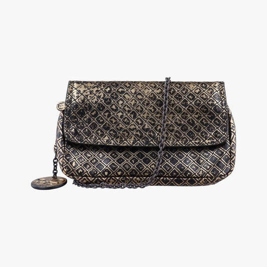 Bottega Veneta Intrecciomirage Butterfly Charm Black And Gold Leather B00957186b