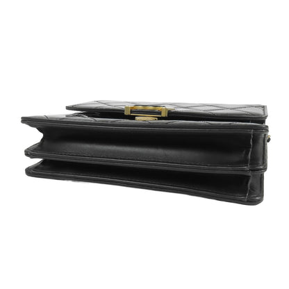 Chanel Top Handle Flap Bag Black Gold Patent Leather Quilted 2-Way — view 3