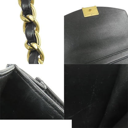 Chanel Top Handle Flap Bag Black Gold Patent Leather Quilted 2-Way — view 8