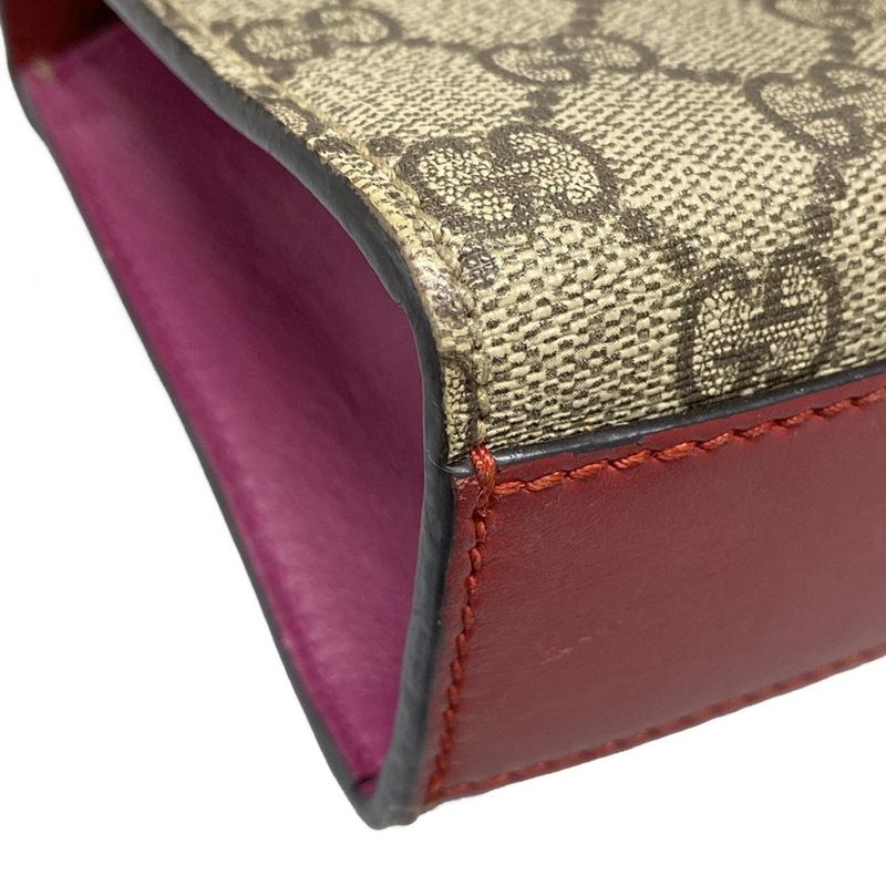 Gucci Shoulder Bag Padlock GG Small 409487 Dark Brown X Red X Multi Chain