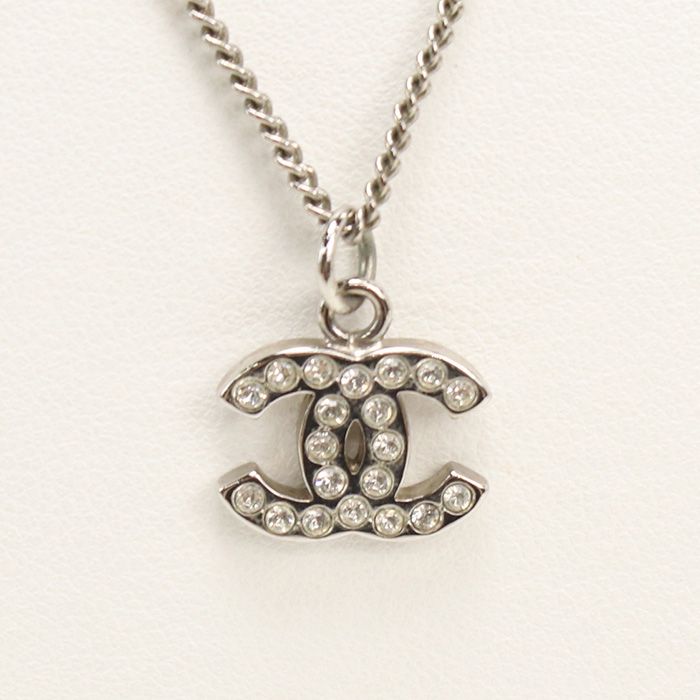 Chanel Rhinestone Coco Necklace Metal Ladies
