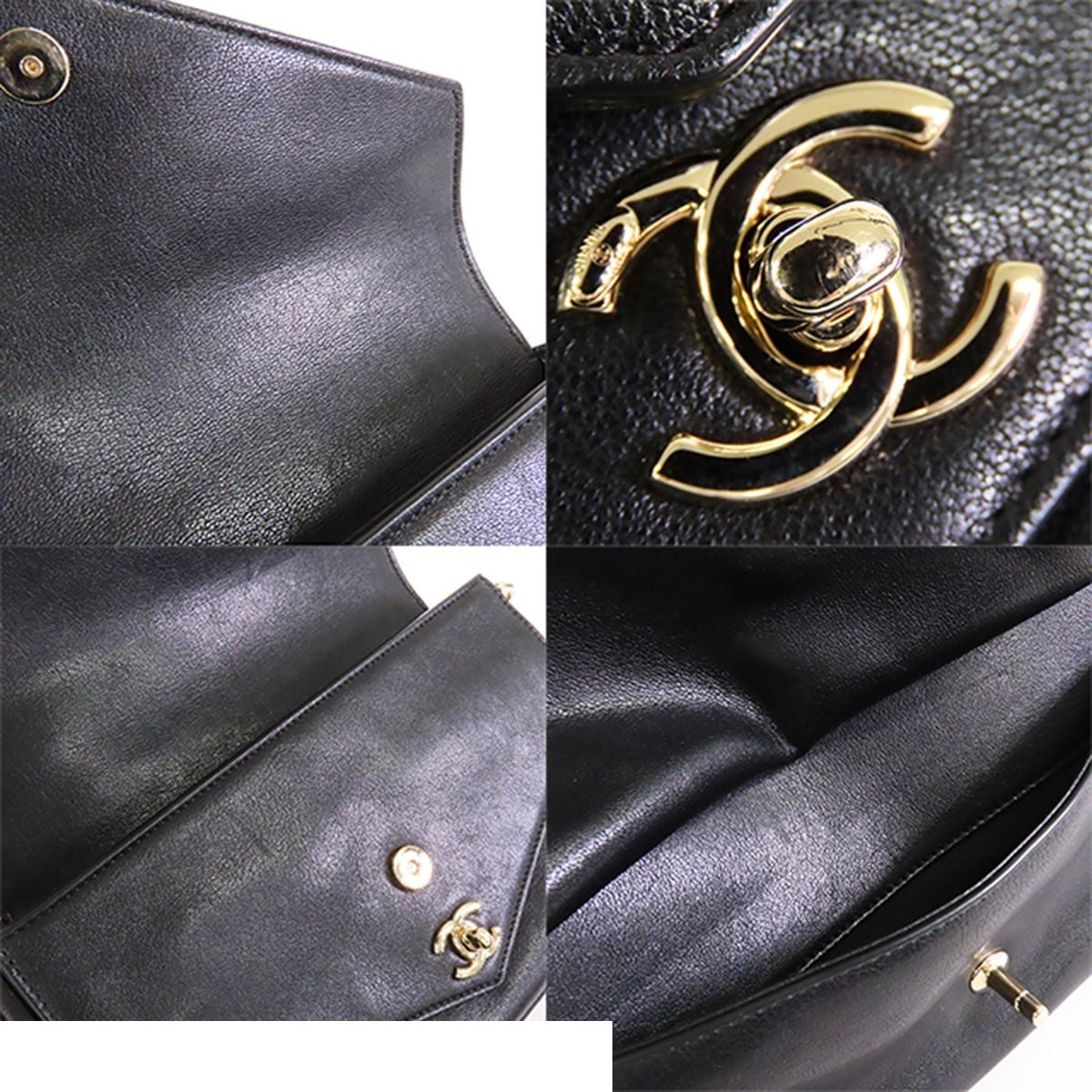 Chanel Stitch Black Gold Leather 2-Way Chain Shoulder Bag — view 8
