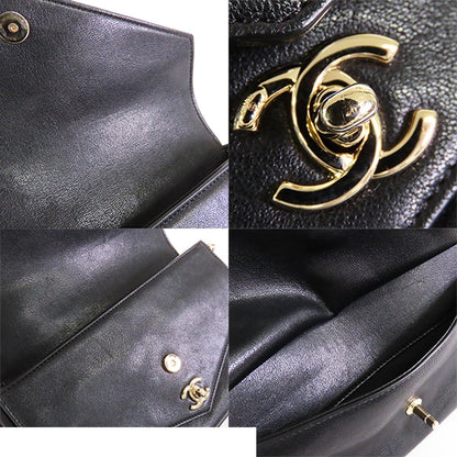 Chanel Stitch Black Gold Leather 2-Way Chain Shoulder Bag — view 8