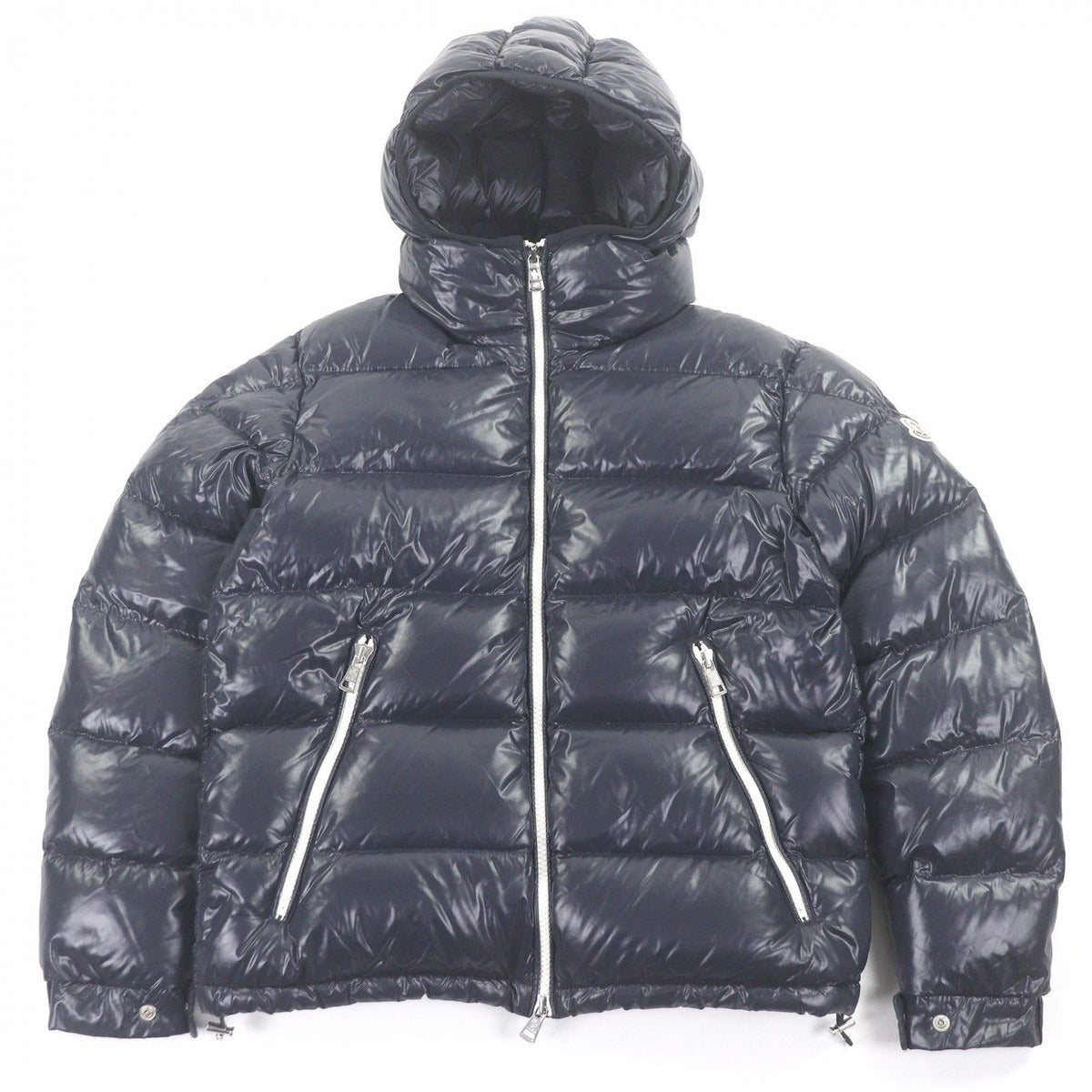 Bvlgari Moncler Blier Giubbotto Logo Patch Hooded Down Jacket Navy 2