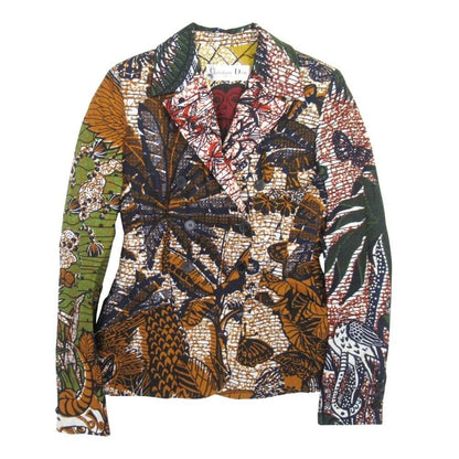 Dior la Temperance All Over Pattern Double Breasted Jacket Leather 36