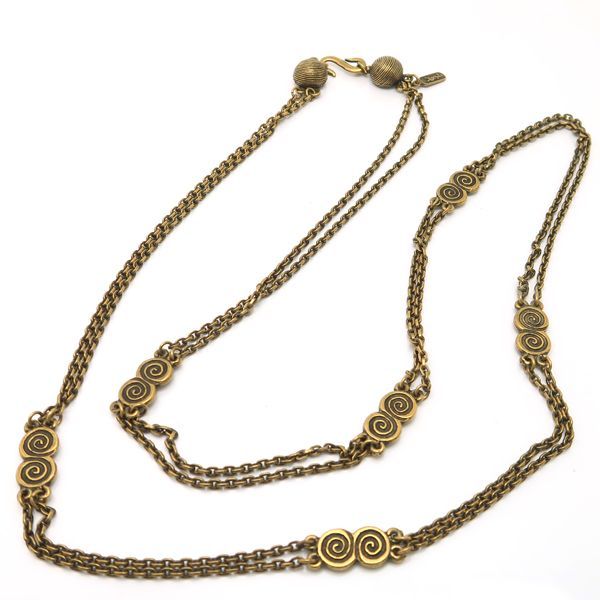Yves Saint Laurent Necklace Long Vintage Swirl GP Yves Saint Laurent