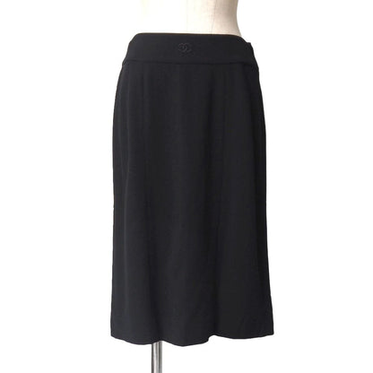 Chanel Vintage Skirt 38 CC Logo Black