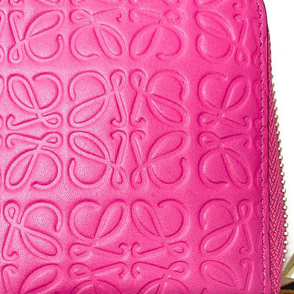 Loewe Round Zip Long Wallet 107n55 Anagram Pattern Leather Pink And Gold