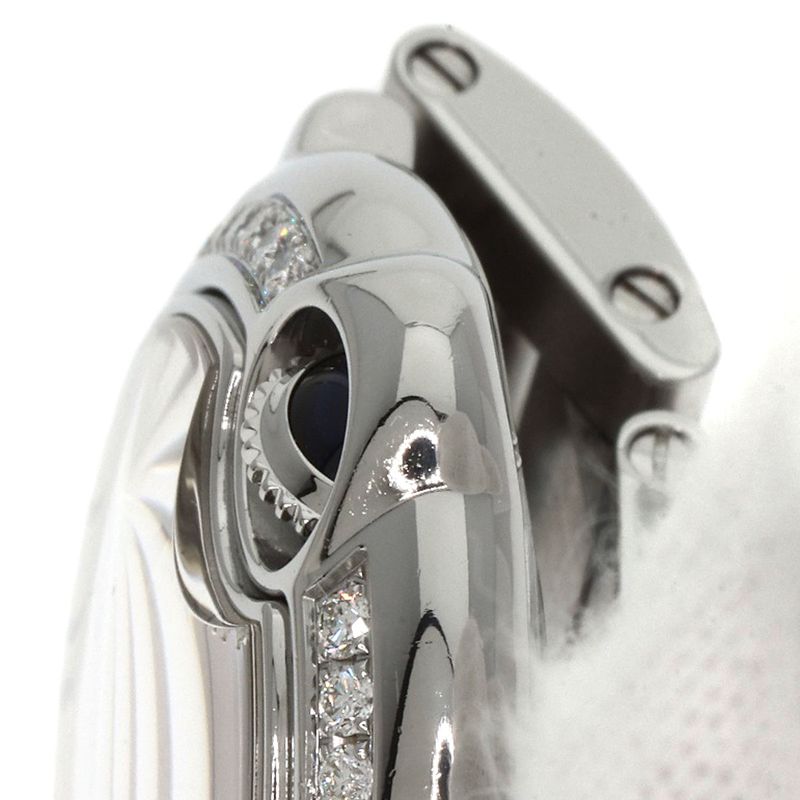 Cartier W4bb0015 Ballon Blue Bezel Diamond Wristwatch SS Ladies