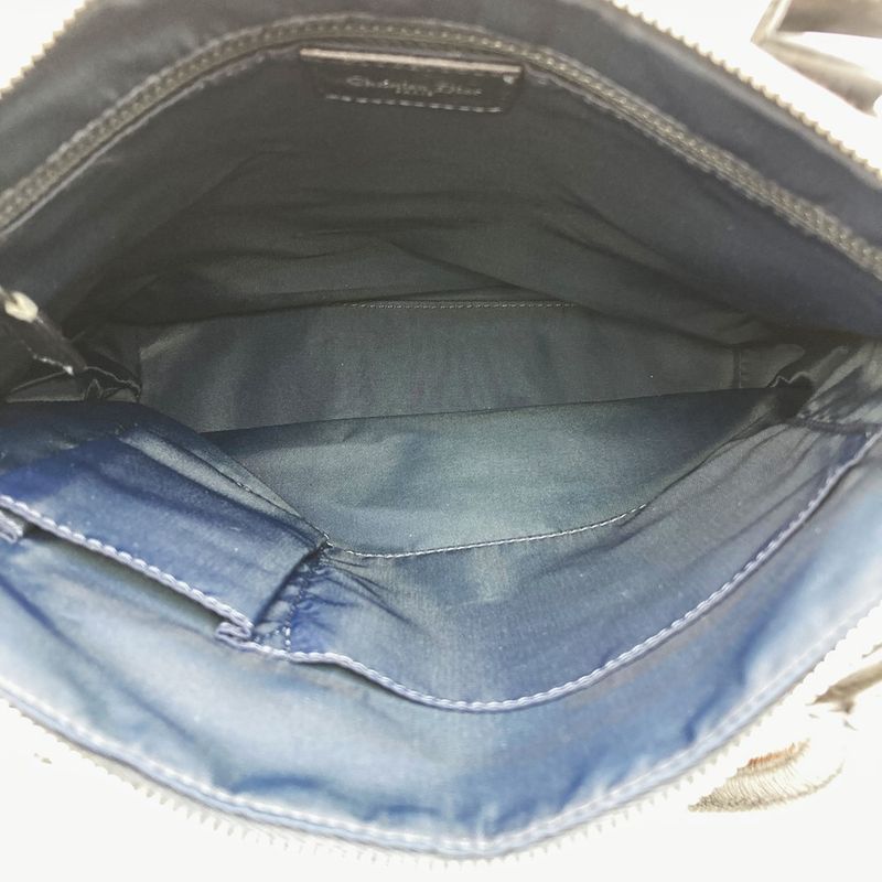 DIOR Tote Bag Trotter Flight Line Navy/orange Canvas Leather Women's