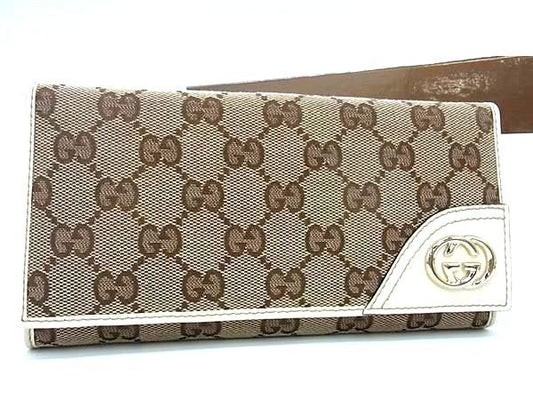 Pattern Gucci 181593 Interlocking G GG Pattern GG Canvas And Leather Bifold