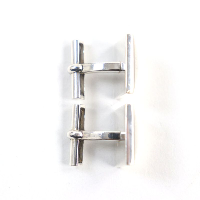 Hermes Ag925 Cadena Motif H Logo Square Form Cufflinks Button /