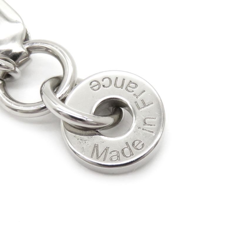 Hermes Necklace Col H Pendant Metal Lacquer Gray and Silver Hardware Horn Motif