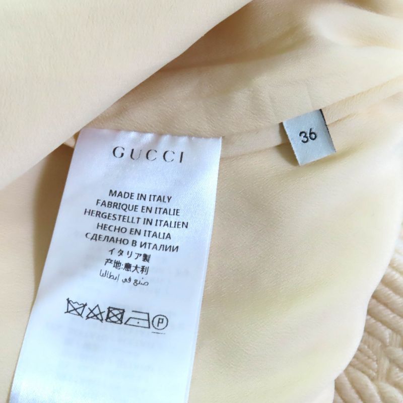 Gucci 577898 Silk Blend GG Pattern Knee Length Wool Skirt Tight Skirt Ivory