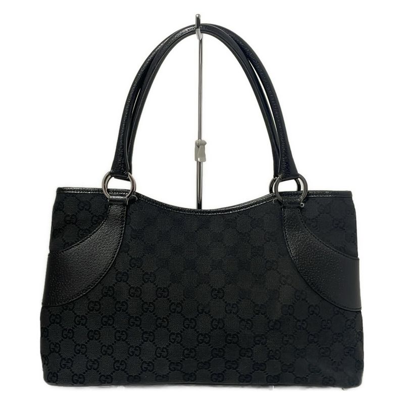 Gucci Tote Bag GG Pattern 113015 Black Leather